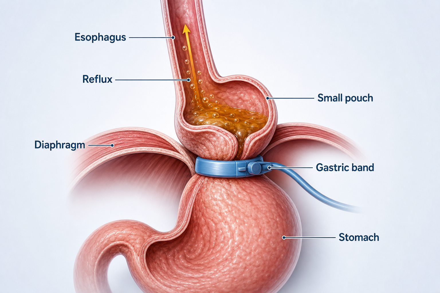 Reflux with adjustable gastric band anatomy